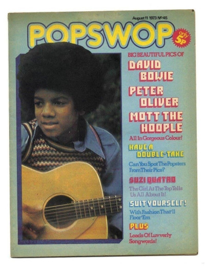 Popswop Magazine No 45 August11 1973 David Bowie Mott the Hoople Suzi Quatro