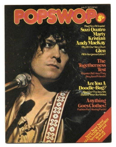 Popswop Magazine No 42 July 21 1973 Suzi Quatro Roxy Music T Rex Marty Kristian
