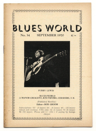 Blues World Magazine No 34 September 1970 Smith Casey Negro Art Label Red Indian Blues Detroit