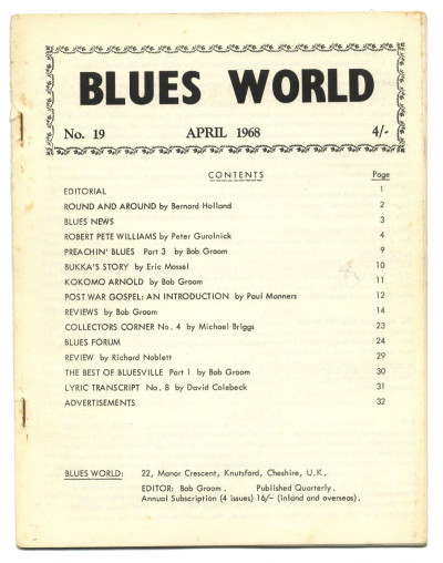 Blues World Magazine No 19 April 1968 Pete Williams Bukka White Post War Gospel