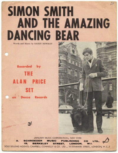 ALAN PRICE SET Simon Smith & the Amazing Dancing Bear Original UK Sheet Music