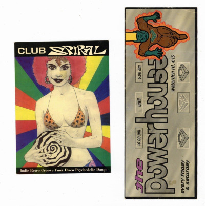 Club Spiral & Powerhouse Techno Acid Rave Flyers 1990's