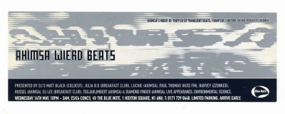 Ahimsa Wierd Beats Hoxton London Psychedelic Goa Trance Flyer 1997