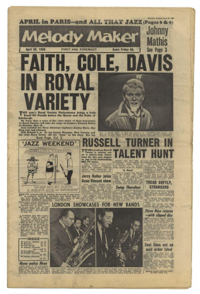Melody Maker April 30, 1960 Adam Faith Johnny Mathis Johnny Preston MJQ Russell Turner