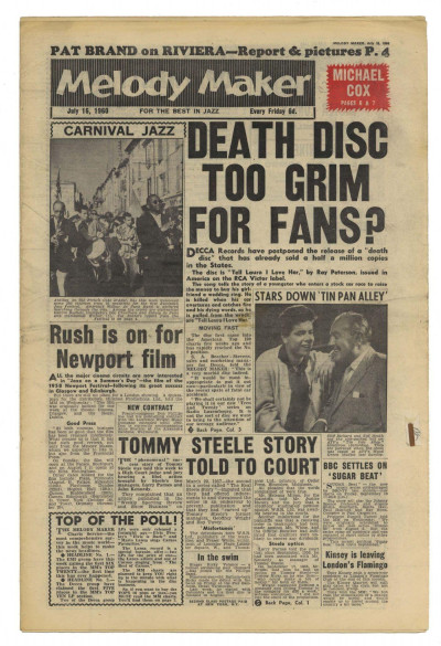 Melody Maker July 16, 1960 Lee Collins Newport Jazz Festival Tommy Steele Michael Cox