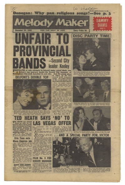 Melody Maker December 24, 1960 Adam Faith Johnnie Gray Bobby Rydell Sammy Davis Lonnie Donegan