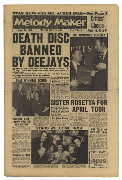 Melody Maker February 27, 1960 Sister Rosetta Acker Bilk Russ Conway Anthony Newley Slam Stuart