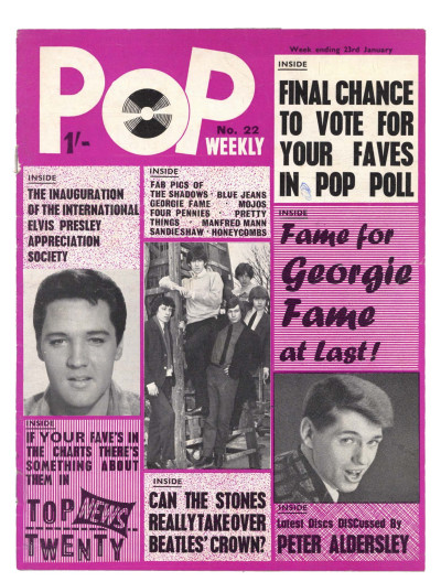 Pop Weekly Magazine No 22 23 January 1965 The Shadows Georgie Fame Pretty Things Elvis Sandie Shaw Manfred Mann