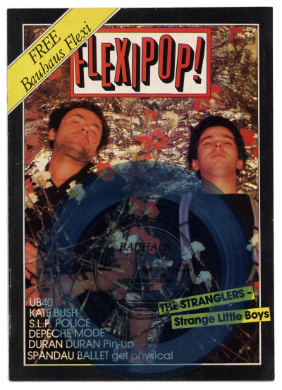 Flexipop Magazine No 23 with Bauhaus flexi disc + The Stranglers UB40 Kate Bush Stiff Little Fingers Phil Lynott The Exploited Police Depeche Mode Duran Duran Spandau Ballet