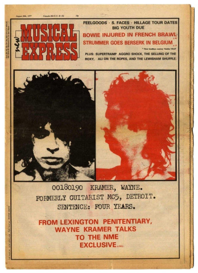 NME Magazine 20 August 1977 MC5 Wayne Kramer David Bowie Clash Dr Feelgood