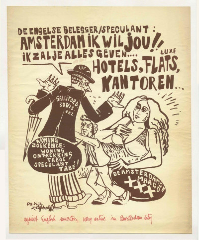 1970s Netherlands/Amsterdam political protest agit prop poster against investors