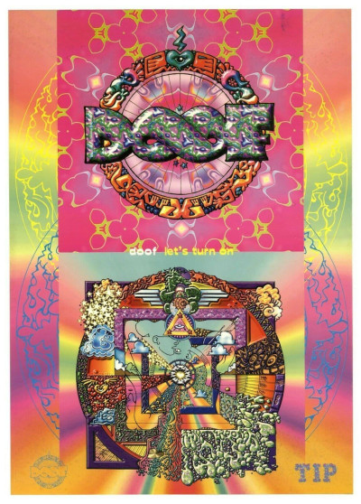 DOOF Let's turn on TIP Records Psychedelic Goa Trance LP Poster 1996