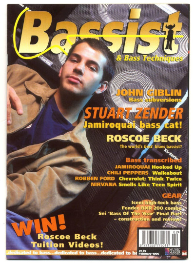 Bassist Magazine February 1996 Stuart Zender Jamiroquai Nirvana John Giblin