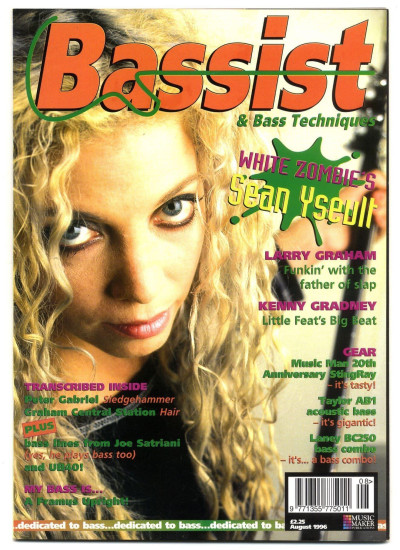 Bassist Magazine August 1996 White Zombie Larry Graham Joe Satriani Peter Gabriel