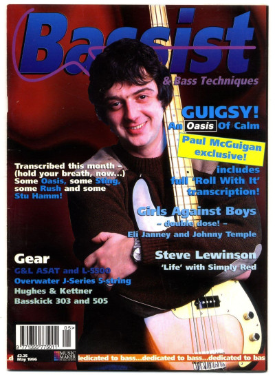 Bassist Magazine May 1996 Oasis Paul McGuigan Eli Janney Sting Stu Hamm Rush