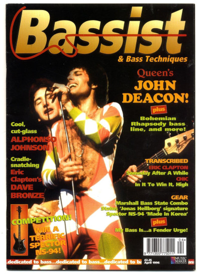 Bassist Magazine April 1996 John Deacon Queen Eric Clapton Chic Alphonso Johnson