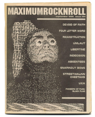 Maximum Rocknroll Magazine No 184 Sept 1998 UXA Black Flag Umlaut Libertine Indecision Absentees
