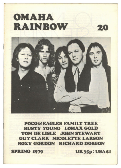 Omaha Rainbow Magazine No 20 Spring 1979 Eagles Poco Guy Clark Nicolette Larson Roxy Gordon