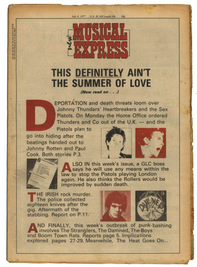 NME Magazine 9 July 1977 the Damned Sex Pistols Stranglers Johnny Thunders Lemmy Yes Iggy Pop
