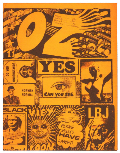 OZ Magazine No 11. April 1968 Dayglo Martin Sharp sticker cover Orange Variant