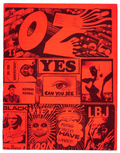 OZ Magazine No 11. April 1968 Dayglo Martin Sharp sticker cover Red Variant