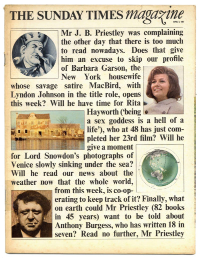 Sunday Times Magazine April 2 1967 Anthony Burgess MacBird Rita Hayworth Venice