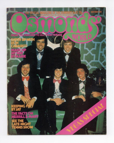 The Osmonds World magazine November 1974 No. 13 Donny Osmond Brothers Marie etc