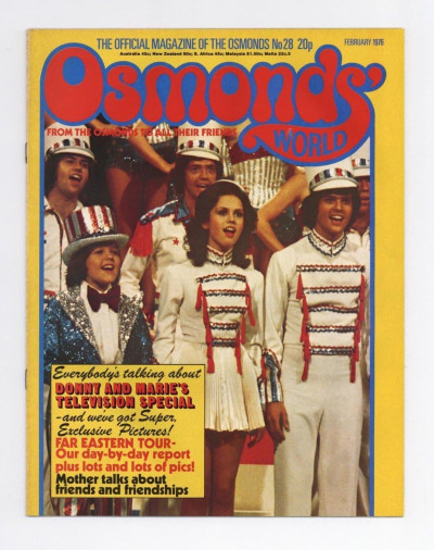 The Osmonds World magazine February 1976 No. 28 Donny Osmond Brothers Marie etc