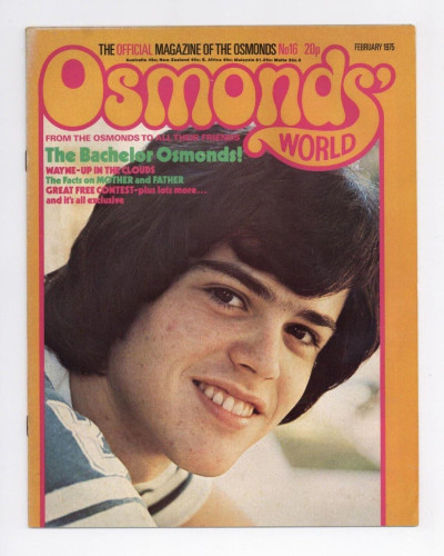 The Osmonds World magazine February 1975 No. 16 Donny Osmond Brothers Marie etc