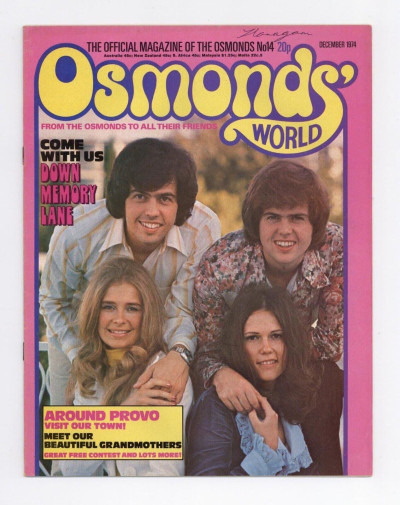 The Osmonds World magazine December 1974 No. 14 Donny Osmond Brothers Marie etc