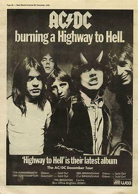 AC/DC Highway to Hell Press Poster Size vintage music press advert cutting/clipping 1979