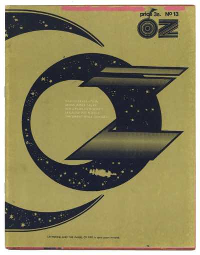 OZ Magazine No 13 June 1968 Golden Nigel Weymouth and Micheal English poster with wide pink strip