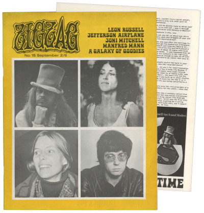 Zigzag Magazine No 15 September 1970 + supplement Jefferson Airplane Joni Mitchell Pink Fairies