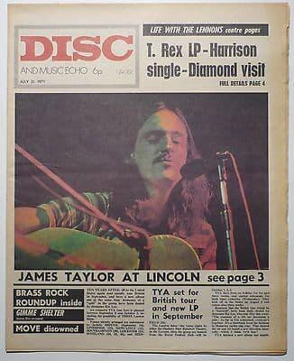 Disc & Music Echo Magazine 31 July 1971 Marc Bolan T Rex James Taylor The Move John Lennon