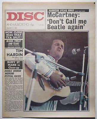 Disc & Music Echo Magazine 7 Aug 1971 Tim Hardin Alvin Lee Ten Yerars After Buffy St Marie