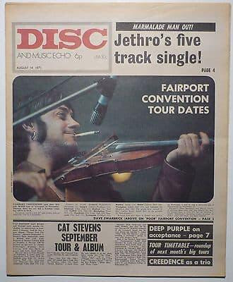 Disc & Music Echo Magazine 14 Aug 1971 Deep Purple Slade Fairport Convention Creedence Clearwater