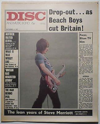 Disc & Music Echo Magazine 4 Sept 1971 Humble Pie Viv Stanshall Elvis Presley John Walters Budgie