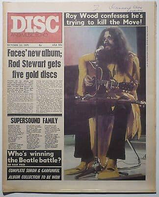 Disc & Music Echo Magazine 23 Oct 1971 The Move Richie Havens Otis Redding Ten Years After Family