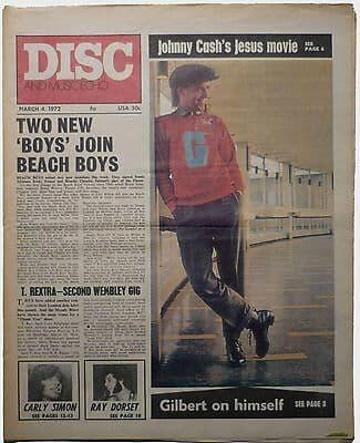 Disc & Music Echo Magazine 4 March 1972 MC5 Rick Nelson Beach Boys Carly Simon Gilbert O Sullivan