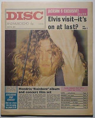 Disc & Music Echo Magazine 26 June 1971 Led Zeppelin Dave+Toni Arthur Jackson 5 Jimi Hendrix Hollies