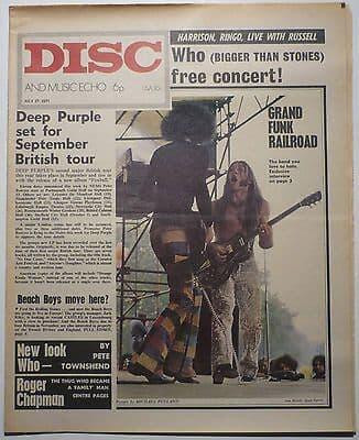 Disc & Music Echo Magazine 17 July 1971 Pete Townshend Who Grand Funk Jim Morrison Family R Chapman