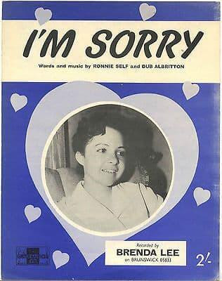 Brenda Lee I'm Sorry Rare Original UK Sheet Music