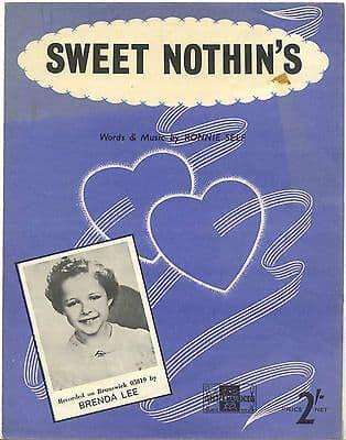 Brenda Lee Sweet Nothin's Rare Original UK Sheet Music