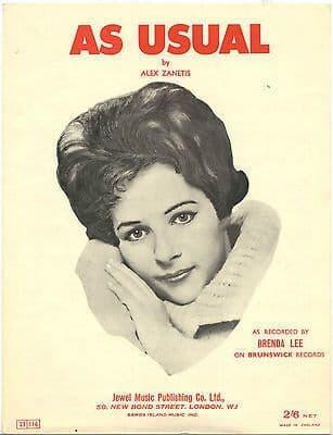 Brenda Lee As usual Rare Original UK Sheet Music