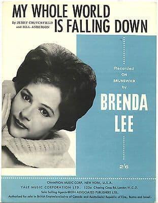 Brenda Lee My whole world is falling down Rare Original UK Sheet Music