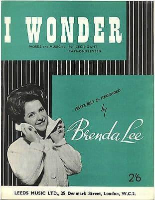 Brenda Lee I Wonder Rare Original UK Sheet Music
