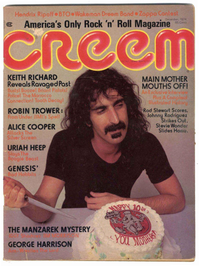 Creem Magazine December 1974 Alice Cooper Frank Zappa Keith Richard Uriah Heep Genesis Jimi Hendrix