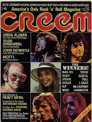 Creem Magazine April 1975 Todd Rundgren Mott the Hoople Who Entwistle John Lennon Bob Dylan