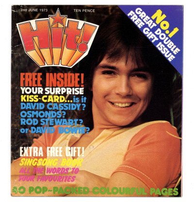 HIT Magazine No 1 Sweet David Bowie T Rex Alice Cooper Gary Glitter Elton John + Rare Free Kiss Card and songbook