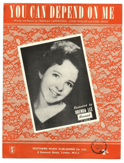 Brenda Lee You can depend on me Rare Original 1960s UK Sheet Music